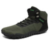 Botas de trekking barefoot verde militar Saguaro Vitality V, calzado respetuoso y resistente para montaña en Chile.