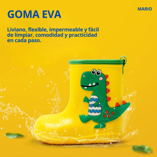 Detalle del material Goma EVA suave y ligero en bota de agua amarilla barefoot.