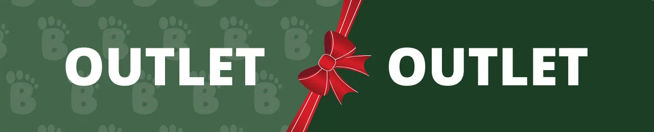 Banner outlet navideño de Mundo Barefoot con fondo verde y lazo rojo