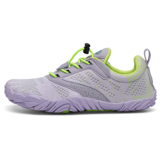 Cara interna zapatilla Saguaro púrpura tejido transpirable y cierre elástico.