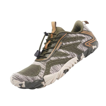 Zapatilla para running barefoot Saguaro Active II verde camuflaje.