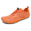 Zapatilla barefoot Saguaro Smart I naranja vista diagonal.