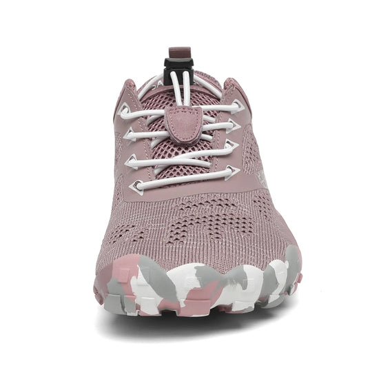 Zapatilla Smart II rosa coral vista frontal con puntera ancha barefoot.