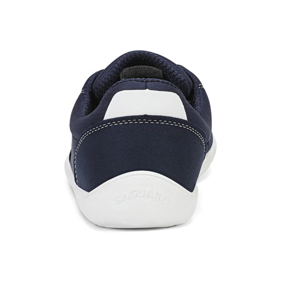 Zapatilla Saguaro Stellar II azul vista trasera destacando talón reforzado y acolchado.