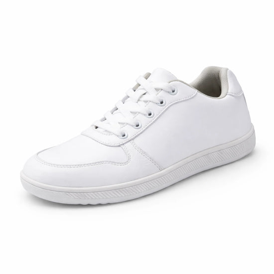 Zapatilla minimalista barefoot blanca  estilo urbano y oficina.