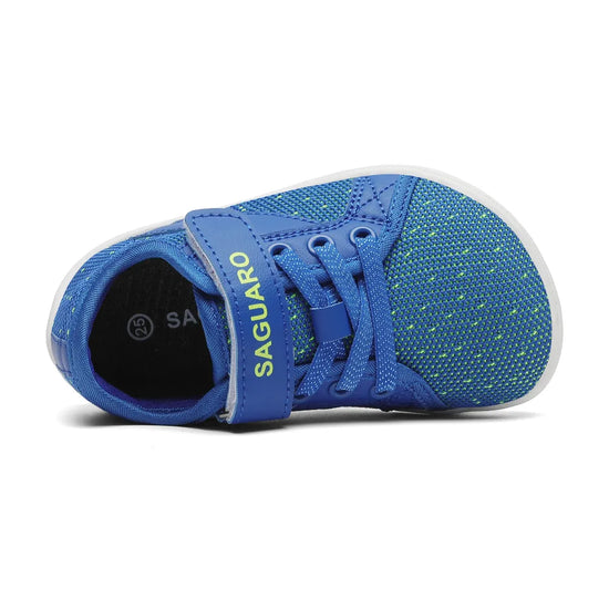 Zapatos ergonómicos  niños azul, puntera ancha y velcro.