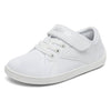 Zapatilla barefoot Saguaro blanca, ideal colegio, puntera ancha y velcro.