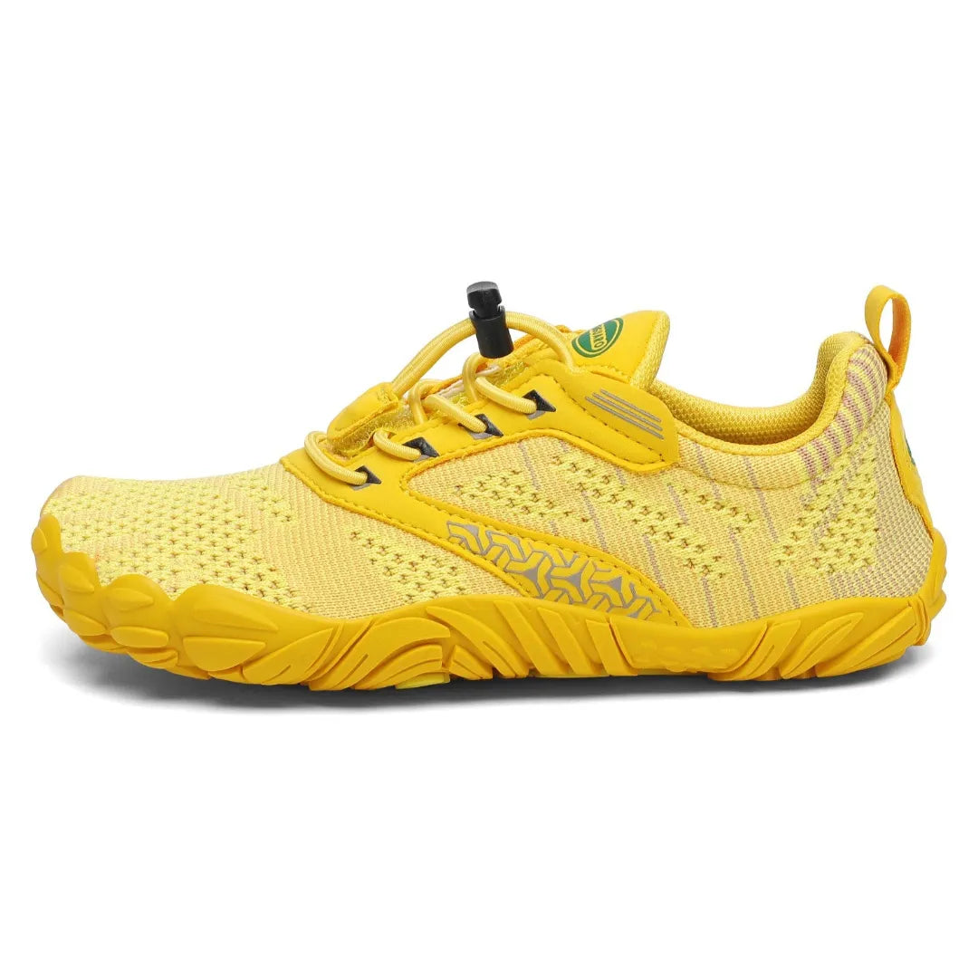 Zapatillas barefoot amarillas vista lateral externa