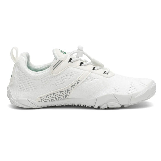 Zapatillas barefoot blancas vista lateral interna