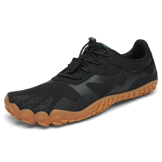 Zapatillas barefoot Saguaro Vitality III caqui en vista lateral con suela flexible y cero drop.