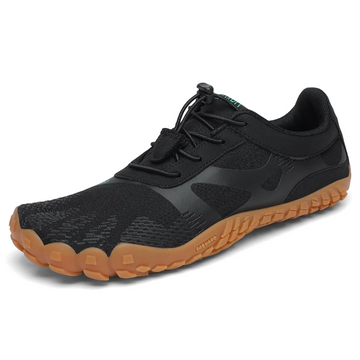 Zapatillas barefoot Saguaro Vitality III caqui en vista lateral con suela flexible y cero drop.