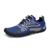 Zapatillas ergonómicas azules Saguaro Vitality II de perfil, calzado deportivo con drop cero para entrenamiento funcional en Chile.