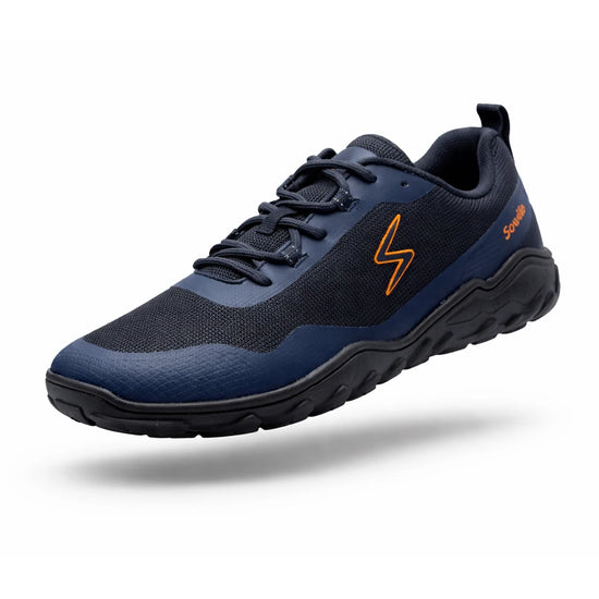 Zapatillas de transición barefoot deportivas Sowilo Algiz azul, ideales para fortalecer los pies en actividades al aire libre.