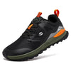 Zapatillas de transición barefoot Hobibear Aurora en negro y naranja con diseño técnico ergonómico.
