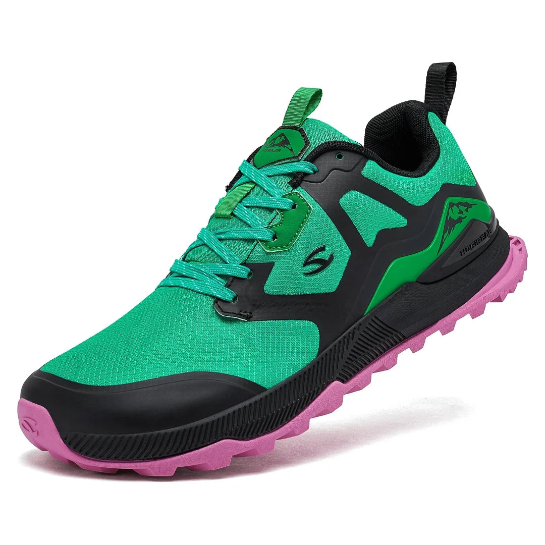 Zapatillas de transición barefoot Hobibear Aurora en verde y rosa con diseño ergonómico de alto rendimiento.