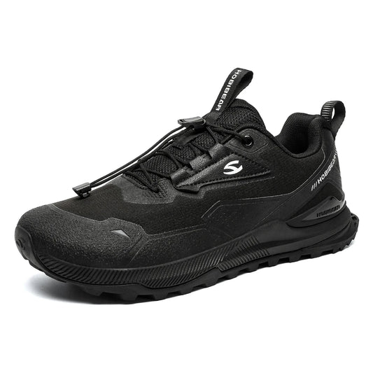 Zapatillas de transición outdoor Hobibear Stratus negras con diseño ergonómico y suela de tracción.
