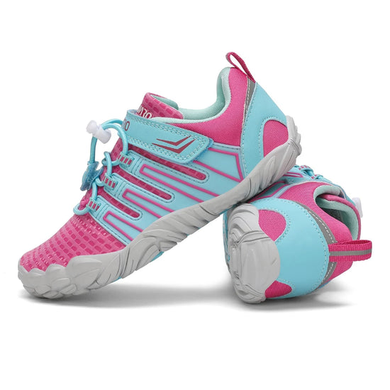 Par de zapato barefoot rosa para niña, ligero y transpirable para el uso diario.