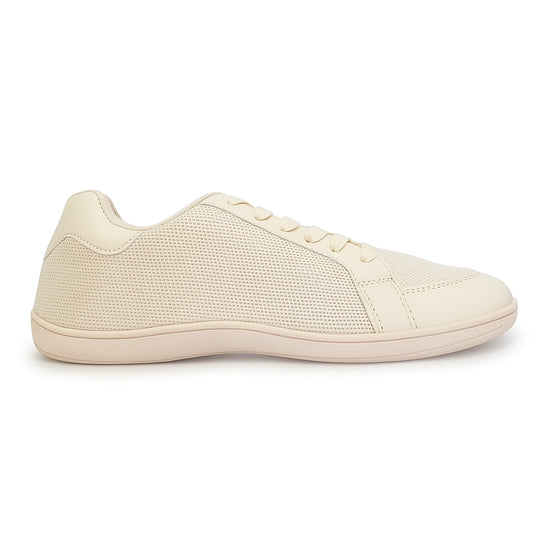 Zapatilla minimalista ZZfaber Bamba I beige, vista lateral.