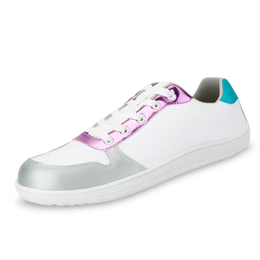 Zapatilla barefoot ZZfaber Easy I glitter gris vista diagonal