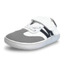 Zapatilla barefoot infantil ZZfaber Kids Niza I blanco con negro vista diagonal.