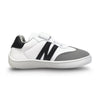 Zapatilla barefoot infantil ZZfaber Kids Niza I blanco con negro vista lateral.