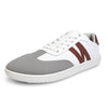 Zapatilla minimalista ZZfaber Niza I blanco con vinotinto vista diagonal.